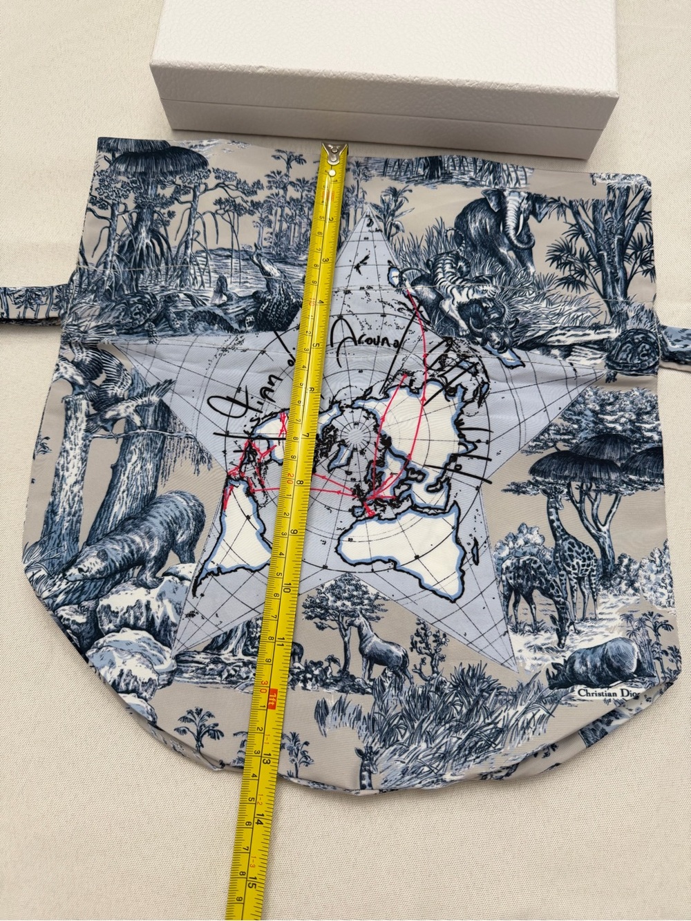 Dior Around the World Toile Map-Print Drawstring Pouch - Picture 6 of 8